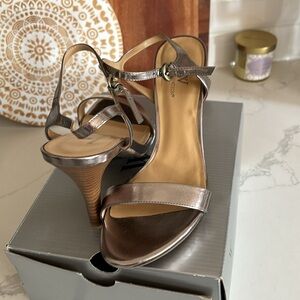 Worthington Shiny Silver Strappy Heels